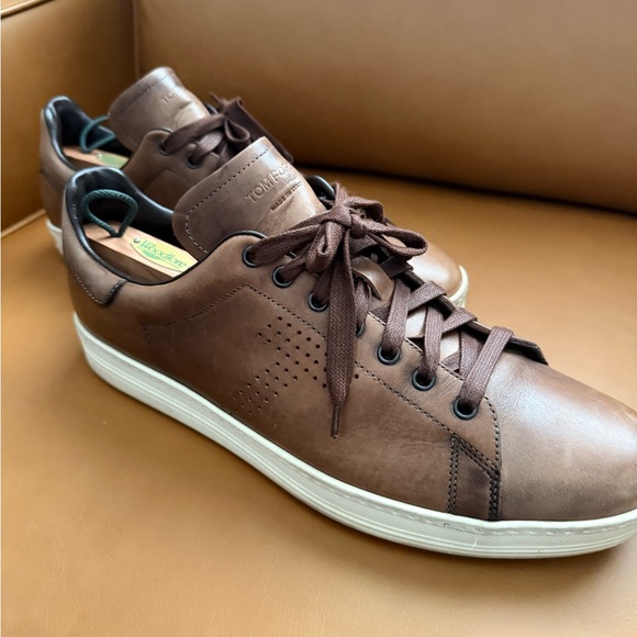 Tom Ford Brown Leather Sneakers sz.12 - Picture 2 of 13